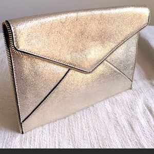 Rebecca Minkoff pale gold envelope clutch. New!
